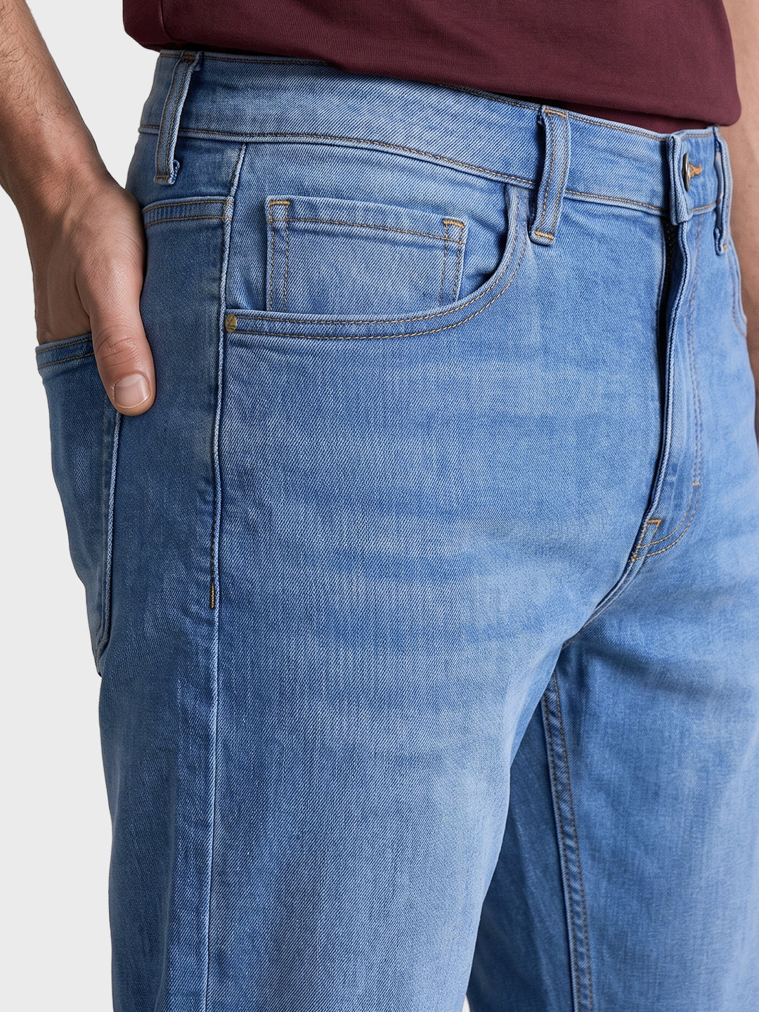 Men's Blue Slim Fit Solid Casual Jeans
