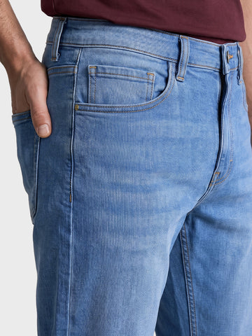 Men's Blue Slim Fit Solid Casual Jeans