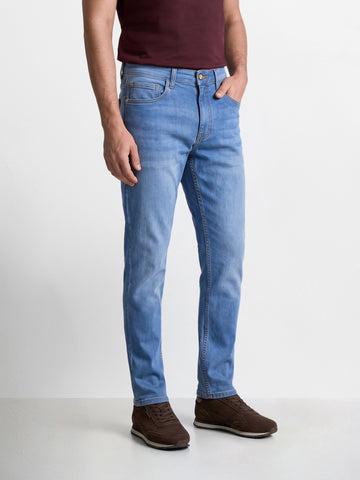 Men's Blue Slim Fit Solid Casual Jeans