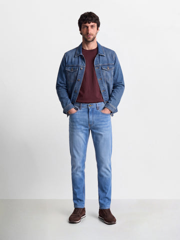 Men's Blue Slim Fit Solid Casual Jeans