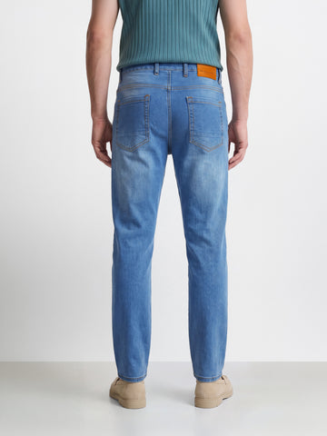 Men's Blue Straight Fit Solid Casual Jeans