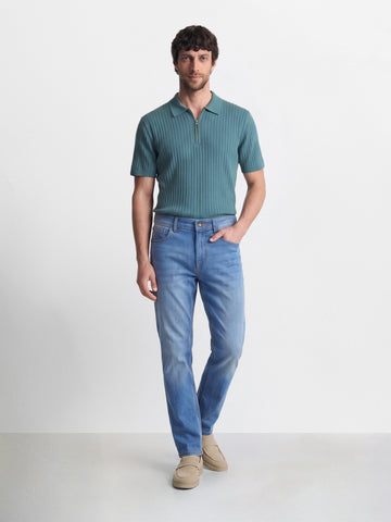 Men's Blue Straight Fit Solid Casual Jeans