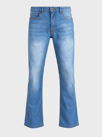 Men's Blue Bootcut Fit Solid Casual Jeans