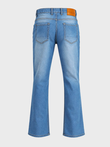 Men's Blue Bootcut Fit Solid Casual Jeans