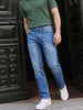 Men's Blue Regular Straight Fit Solid Casual Jeans