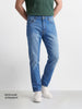 Men's Blue Regular Straight Fit Solid Casual Jeans