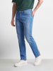 Men's Blue Regular Straight Fit Solid Casual Jeans