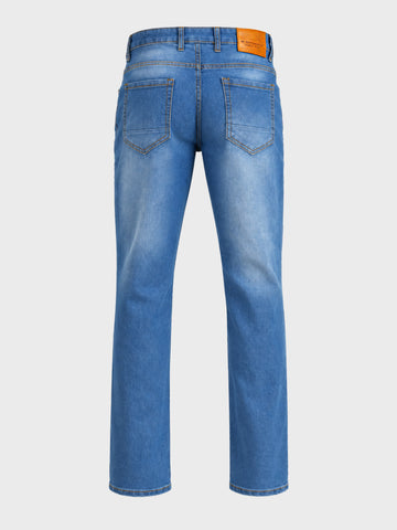 Men's Blue Regular Straight Fit Solid Casual Jeans