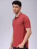 Men's Rust Slim Fit Solid Polo Collar T-shirt