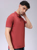 Men's Rust Slim Fit Solid Polo Collar T-shirt