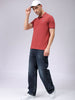 Men's Rust Slim Fit Solid Polo Collar T-shirt