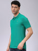 Men's Green Slim Fit Solid Polo Collar T-shirt
