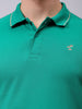 Men's Green Slim Fit Solid Polo Collar T-shirt