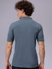 Men's Blue Slim Fit Solid Polo Collar T-shirt