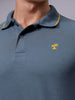 Men's Blue Slim Fit Solid Polo Collar T-shirt