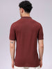 Men's Brown Slim Fit Solid Polo Collar T-shirt