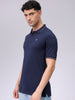 Men's Navy Slim Fit Solid Polo Collar T-shirt