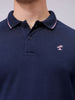 Men's Navy Slim Fit Solid Polo Collar T-shirt