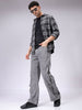 Men's Grey Bootcut Loose Fit Solid Mid-Rise Jeans