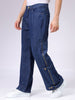 Men's Blue Bootcut Loose Fit Solid Mid-Rise Jeans
