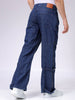 Men's Blue Bootcut Loose Fit Solid Mid-Rise Jeans