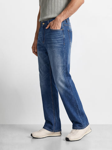 Men's Blue  Bootcut Fit Solid Casual Jeans