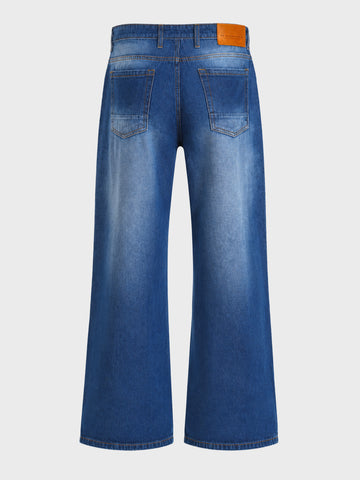 Men's Blue  Bootcut Fit Solid Casual Jeans
