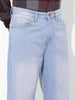 Men's Blue Bootcut Loose Fit Solid Mid-Rise Jeans