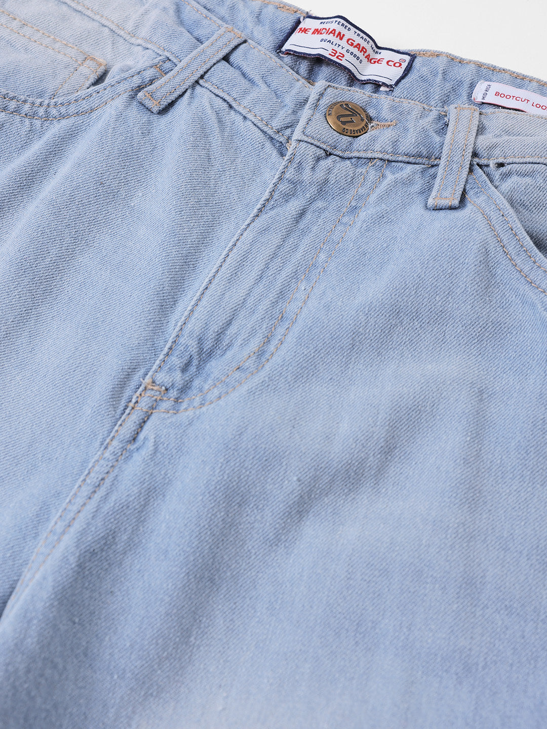 Men's Blue Bootcut Loose Fit Solid Mid-Rise Jeans