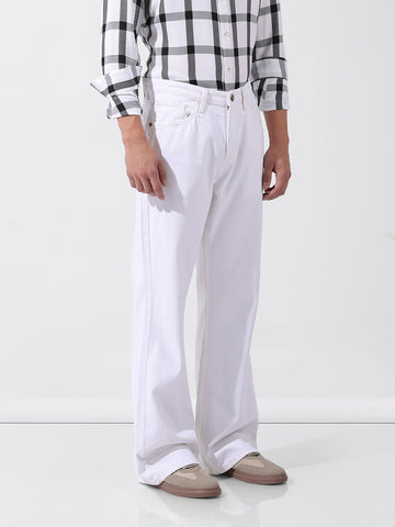 Men's White Bootcut Fit Retro Jeans