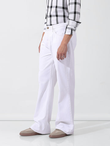 Men's White Bootcut Fit Retro Jeans