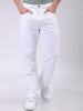 Men's White Vintage Straight Fit Solid Mid-Rise Jeans