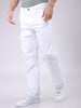 Men's White Vintage Straight Fit Solid Mid-Rise Jeans