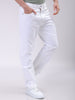 Men's White Vintage Straight Fit Solid Mid-Rise Jeans