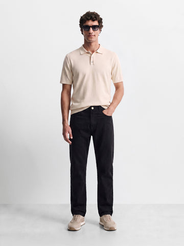 Men's Black Vintage Straight Fit Solid Casual Jeans