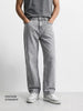 Men's Light Grey Regular Fit Solid Casual Jeans