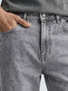 Men's Light Grey Regular Fit Solid Casual Jeans
