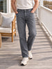 Men's Grey Straight Fit Solid Casual Jeans