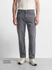 Men's Grey Straight Fit Solid Casual Jeans