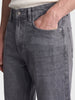 Men's Grey Straight Fit Solid Casual Jeans