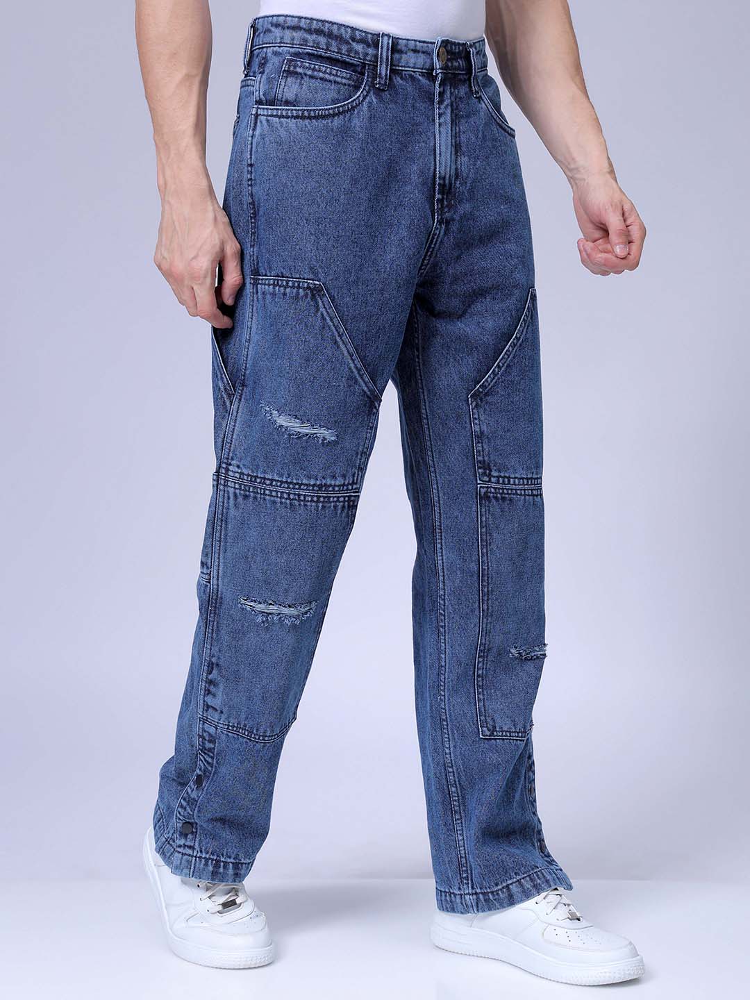 Men's Blue Relaxed Fit Casual Jeans