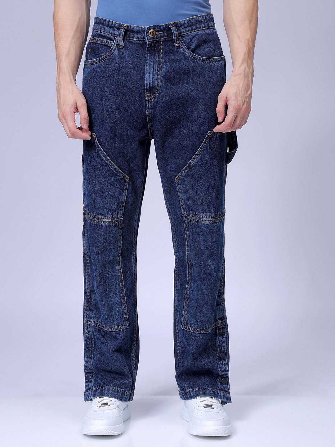 Men's Blue Relaxed Straight Fit Jeans