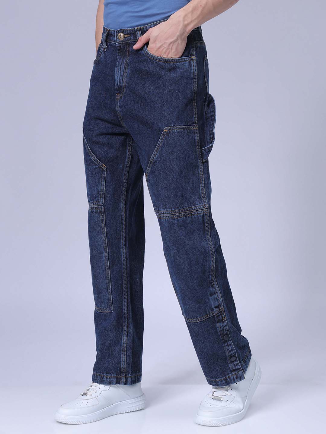 Men's Blue Relaxed Straight Fit Jeans