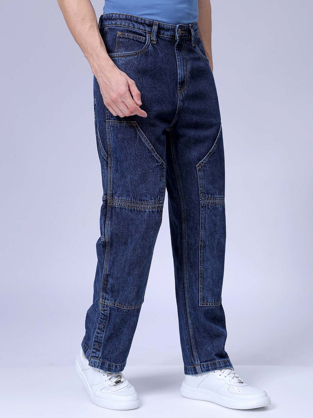 Men's Blue Relaxed Straight Fit Jeans