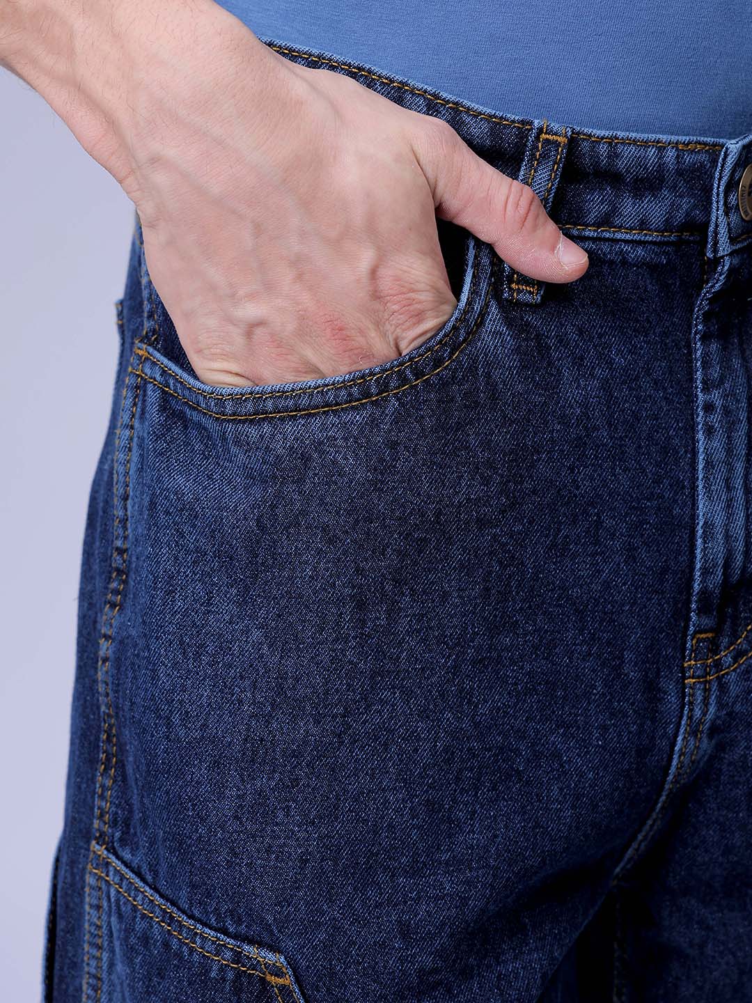 Men's Blue Relaxed Straight Fit Jeans