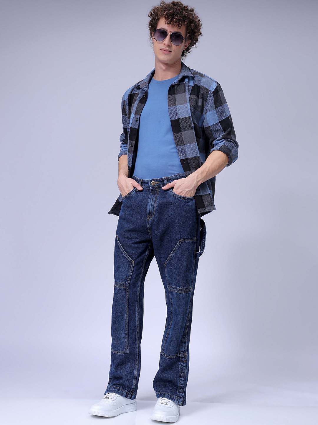 Men's Blue Relaxed Straight Fit Jeans