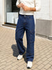 Men's Navy Blue Relaxed Fit Solid Utility Jeans