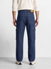 Men's Navy Blue Relaxed Fit Solid Utility Jeans