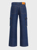 Men's Navy Blue Relaxed Fit Solid Utility Jeans