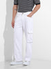 Men's White Relaxed Fit Solid Utility Jeans